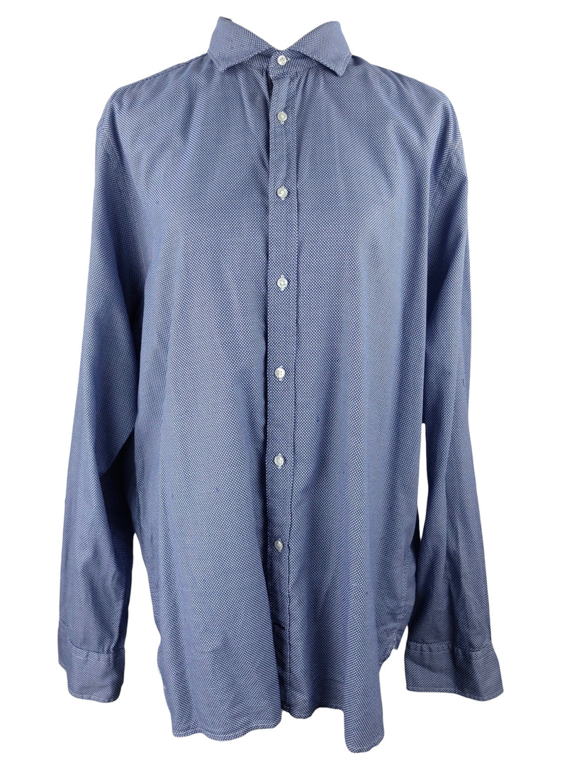 Vintage 2000s Y2K Tommy Hilfiger New York Fit Blue Collared Long Sleeve Button Up Dress Shirt