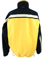Vintage 90s Y2K Nautica Streetwear Athletic Navy Blue Yellow & Grey Reversible Fleece Lined Spellout Zip Up Shell Windbreaker Jacket | Men’s Size XL