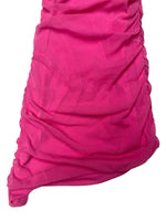 Vintage 2000s Y2K Bubblegum Pink Mesh Asymmetrical Fitted Ruched Tank Mini Party Dress | Size XS
