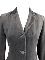 Vintage 90s Mod Brown Velvet Velour Preppy Formal Collared Button Down Blazer Jacket | Size S