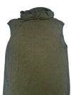 Vintage 2000s Y2K Plein Sud Wool Khaki Green Sleeveless Roll Turtleneck Knit Sleeveless Sweater Midi Dress | Size L-XL