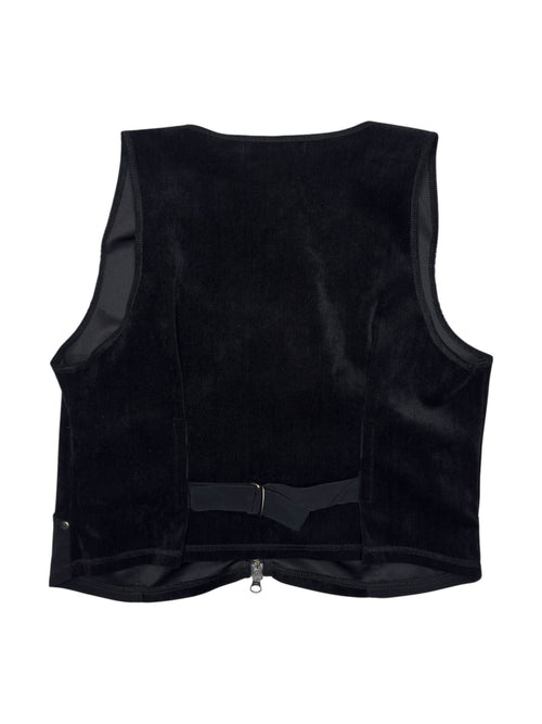 Vintage 2000s LAUREN VIDAL Velour Black Zip Up V-Neck Vest | Size M