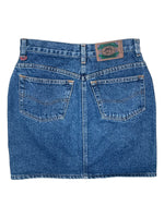 Vintage 2000s Y2K Fiorucci Mid High Rise Fitted Blue Jean Denim Mini Skirt | 28 Inch Waist
