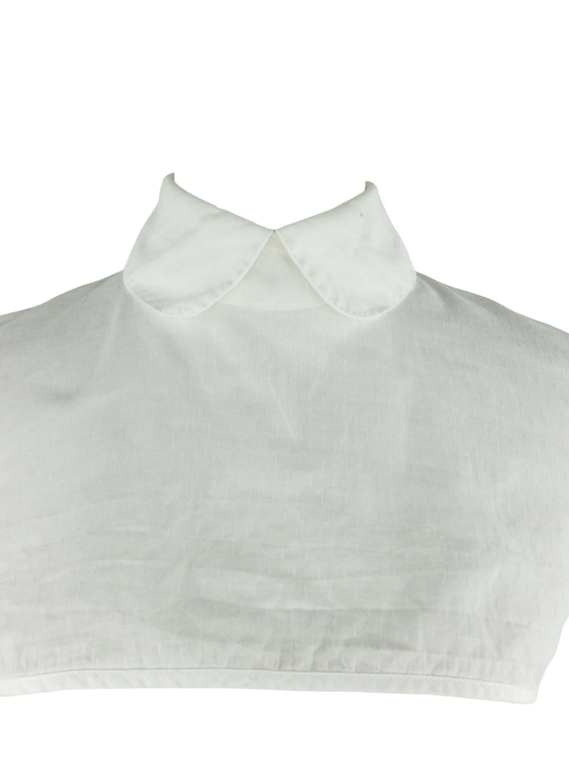 Vintage 2000s Y2K Cop Copine Subversive Avant-Garde White Cotton Peter Pan Collared Long Sleeve Bolero Top