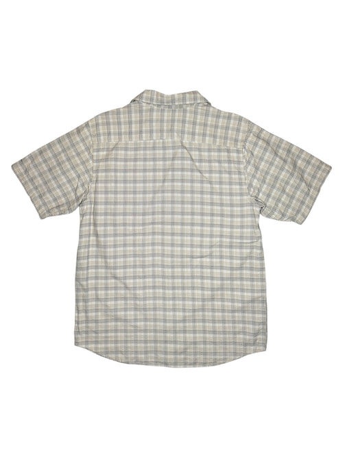 Vintage 2000s Men's COLUMBIA Grey & Beige Short Sleeve Checkered Utility Button Up Shirt | Size L