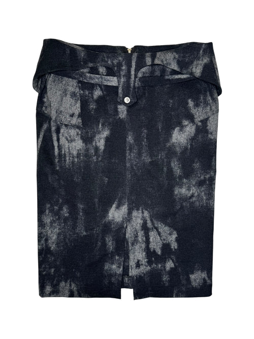 Vintage 2000s VERSACE JEANS COUTURE Subversive Grey Mohair Blend Acid Wash Midi Skirt | Size M-L