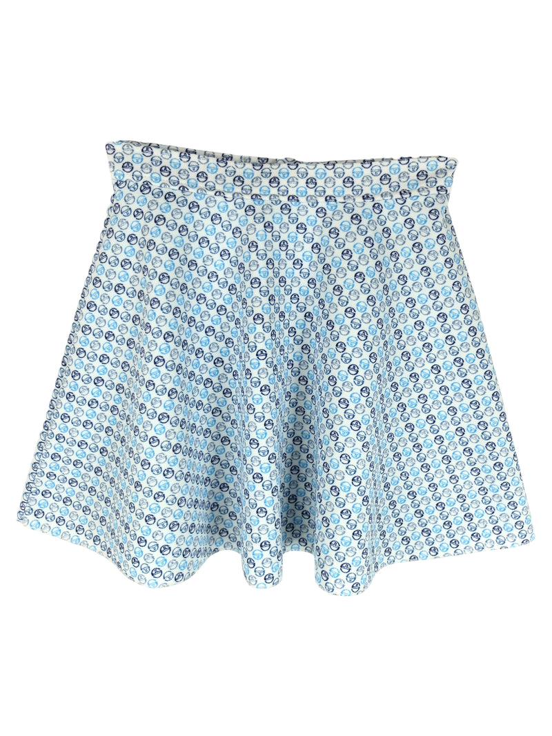 Vintage 80s Sergio Tacchini Streetwear Preppy Mod High Waisted Blue & White Logo Circle Tennis Micro Mini Skirt | Size XXS