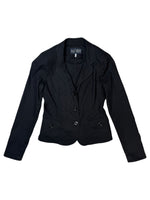 Vintage 2000s Armani Jeans Linen Blend Black Collared Button Down Blazer | Size S