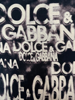 Vintage 2000s Y2K Dolce & Gabbana Black & Beige Bedazzled Rhinestone Graphic Short Sleeve Logo Tee | Size M-L
