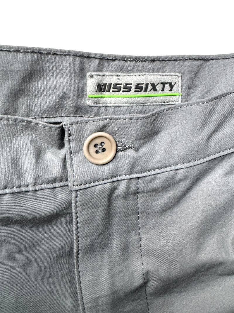 Vintage 2000s Y2K Miss Sixty Cyber Subversive Utilitarian Grey Trousers with Knee Patches & Reflective Strips | 28 Inch Waist