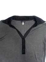 Vintage 2000s Y2K Armani Jeans V-Neck Button Down Black 3/4 Sleeve Blouse | Size L