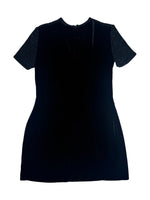 Vintage 90s Y2K Roberto Scarpa Black Velvet Short Sleeve Formal Cocktail Party Dress With Fuzzy Sparkle Detail | Size M-L