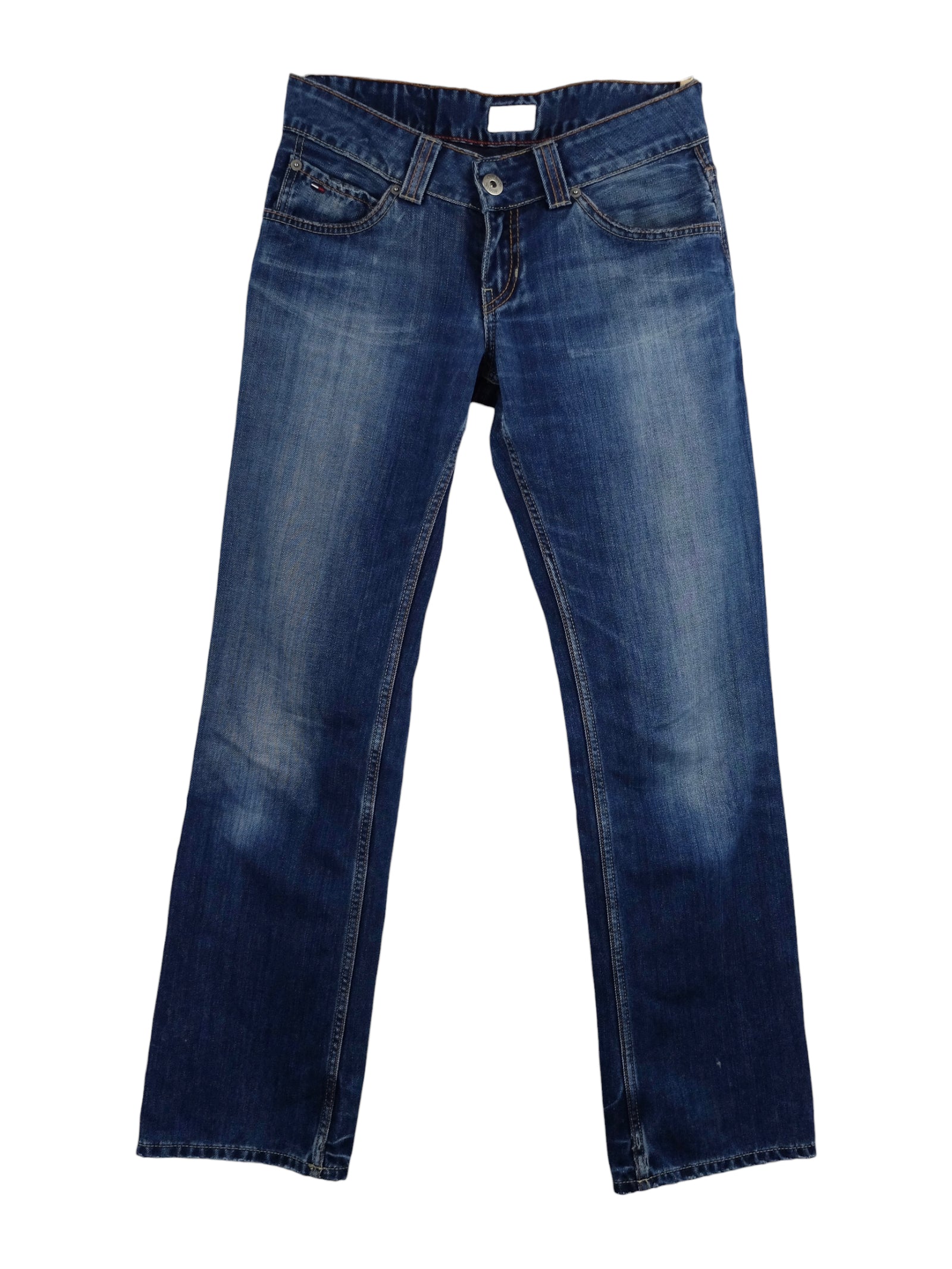 Vintage 2000s Y2K Tommy Hilfiger Medium Wash Low Mid-Rise Straight Leg Denim Jeans | Size S