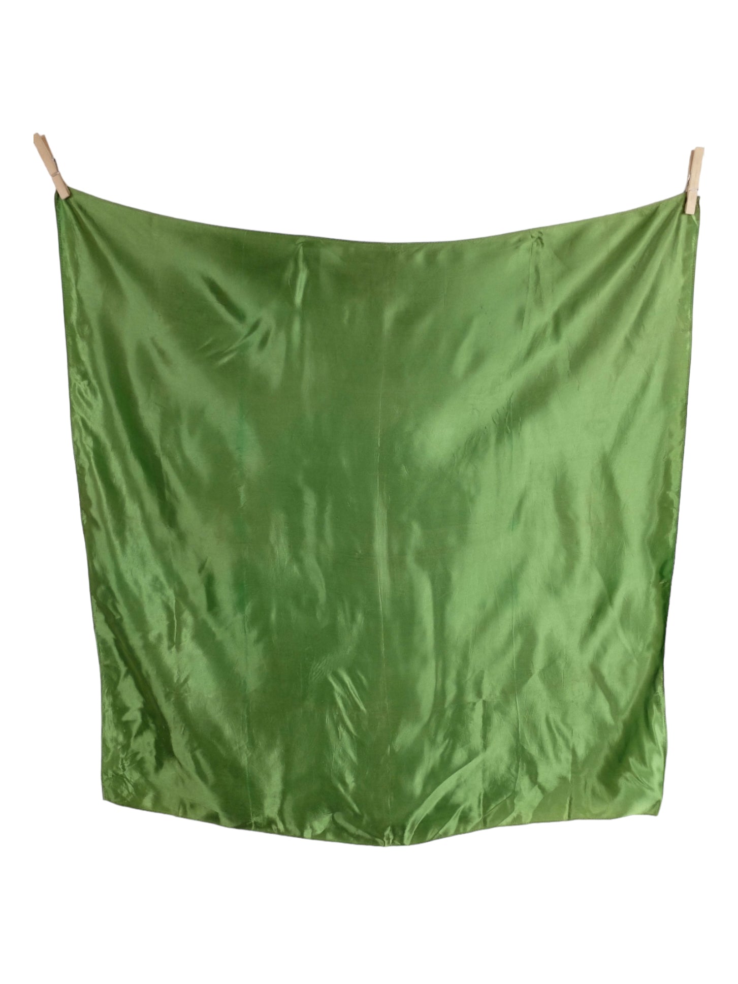 Vintage 90s Chic Minimalist Silky Solid Basic Dark Lime Green Silky Square Bandana Neck Tie Scarf