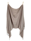 Vintage 90s Chic Minimalist Beige Tan Solid Basic Long Wide Wrap Fringed Scarf