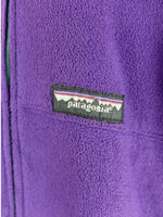 Vintage 90s Patagonia Streetwear Athletic Bright Purple High Roll Neck Turtleneck Zip Up Fleece Jacket | Men’s Size L