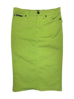 Vintage 2000s DOLCE & GABBANA Lime Green Cotton Pencil Knee Length Skirt | Size XS