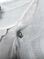Vintage 2000s Y2K Patrizia Pepe Grey Layered Long Sleeve Silk Scoop Neck Blouse with Attached Cardigan | Size M