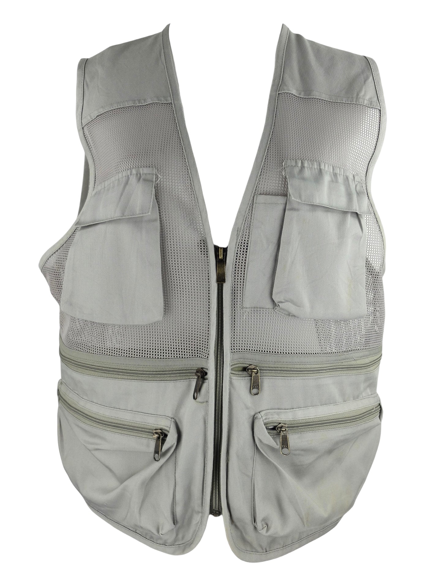 Vintage 2000s Y2K Utility Gorpcore Basic Grey Utility Vest with Pockets