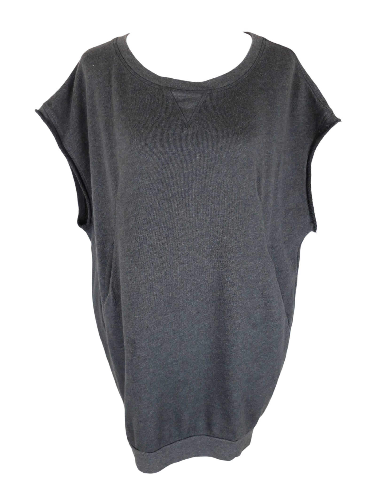 Vintage 2000s Y2K Dries van Noten Designer Minimalist Streetwear Oversized Dark Grey Cutoff Muscle Tee Pullover Shirt | Size S-L