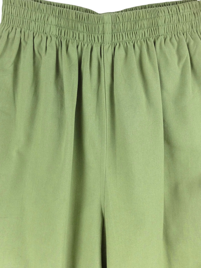 Vintage 80s Lime Green High Waisted Cigarette Silhouette Relaxed Fit Trouser Pants with Elasticated Waist & Drawstring | 28 Inch Waist