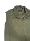 Vintage 2000s Y2K Plein Sud Wool Khaki Green Sleeveless Roll Turtleneck Knit Sleeveless Sweater Midi Dress | Size L-XL