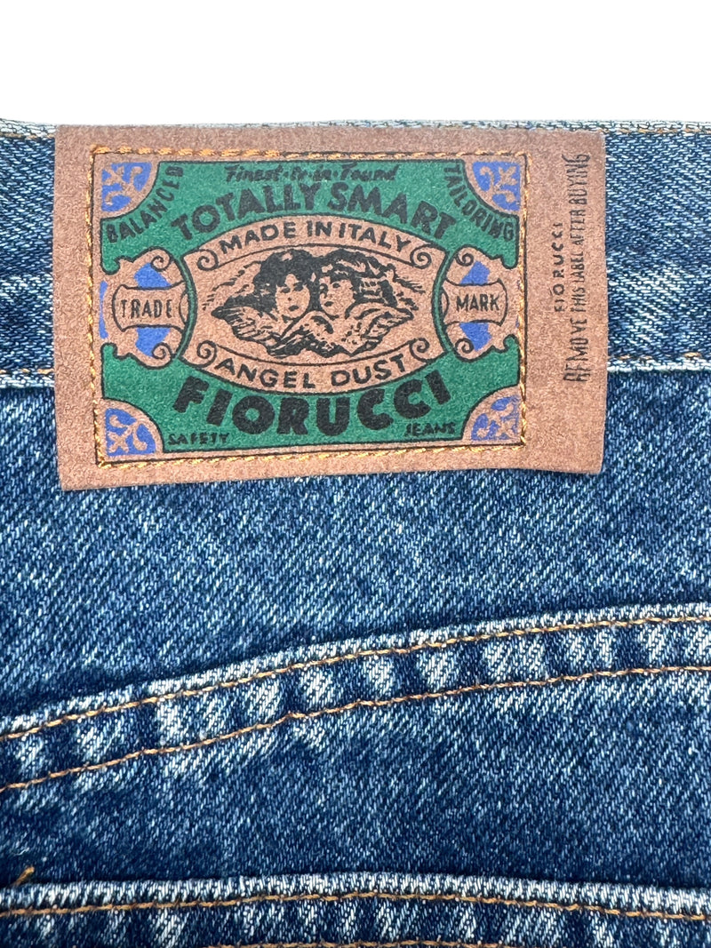 Vintage 2000s Y2K Fiorucci Mid High Rise Fitted Blue Jean Denim Mini Skirt | 28 Inch Waist