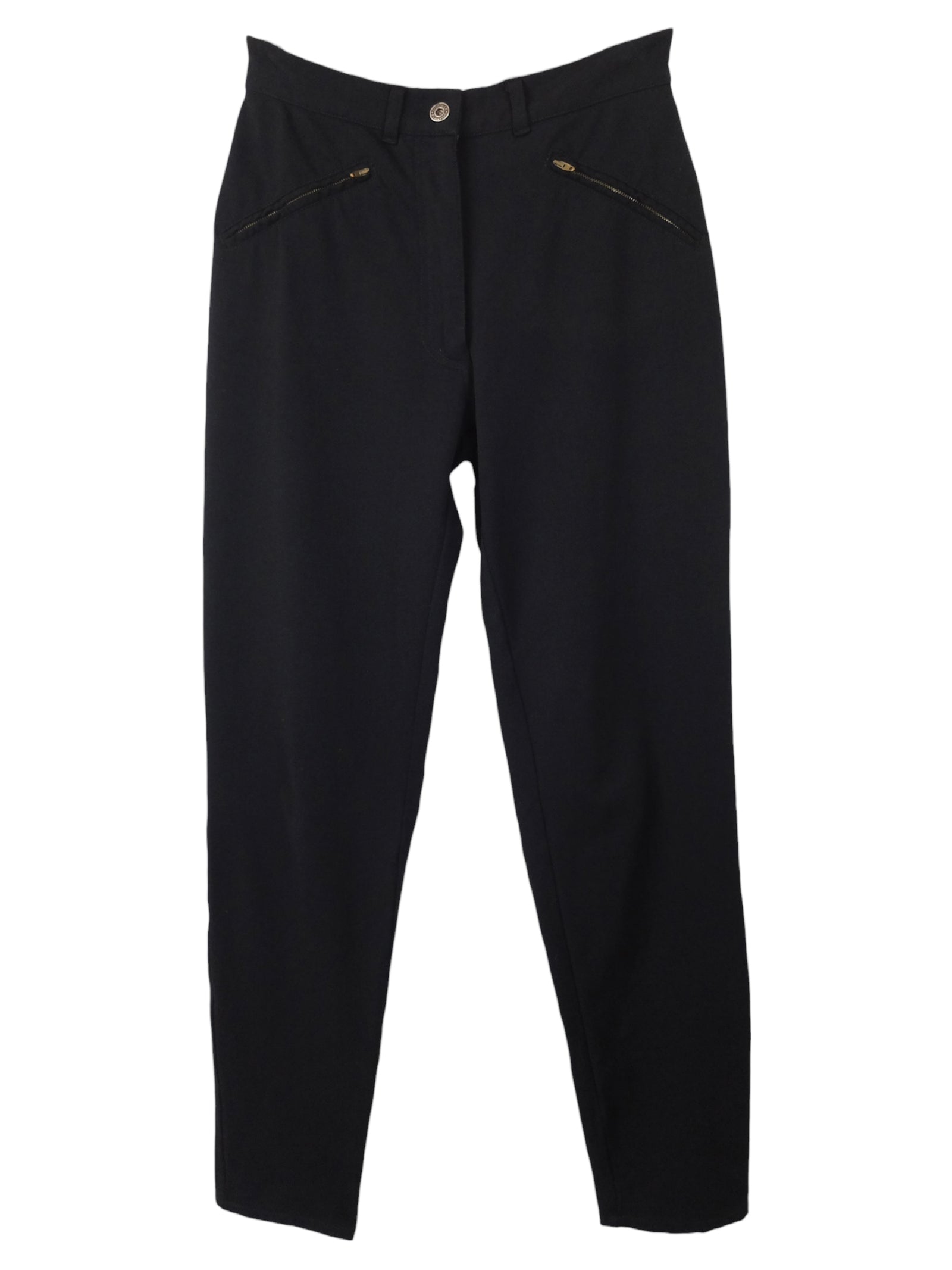 Vintage 2000s Y2K Sportmax Minimalist Basic Solid Black Straight Leg Cigarette Style Trouser Pant Jeans | 28 Inch Waist
