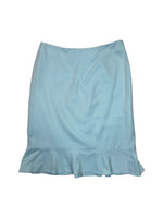 Vintage 2000s MARELLA Mid Rise Light Blue Below-the-Knee Midi Skirt with Ruffle Hem | Size S