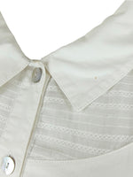 Vintage 2000s Y2K Chic Minimalist Mod White Collared Half Sleeve Button Up Blouse | Size S-M