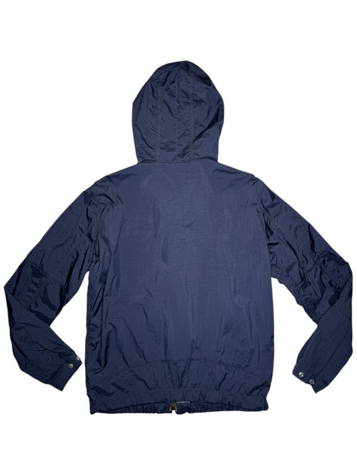 Vintage 2000s Men’s ARMANI JEANS Navy Blue Hooded Zip Up Windbreaker Jacket | Men's Size L