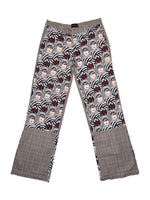 Vintage 2000s CUSTO BARCELONA Low Mid Rise Abstract Op-Art & Plaid Check Print Trousers | Size S