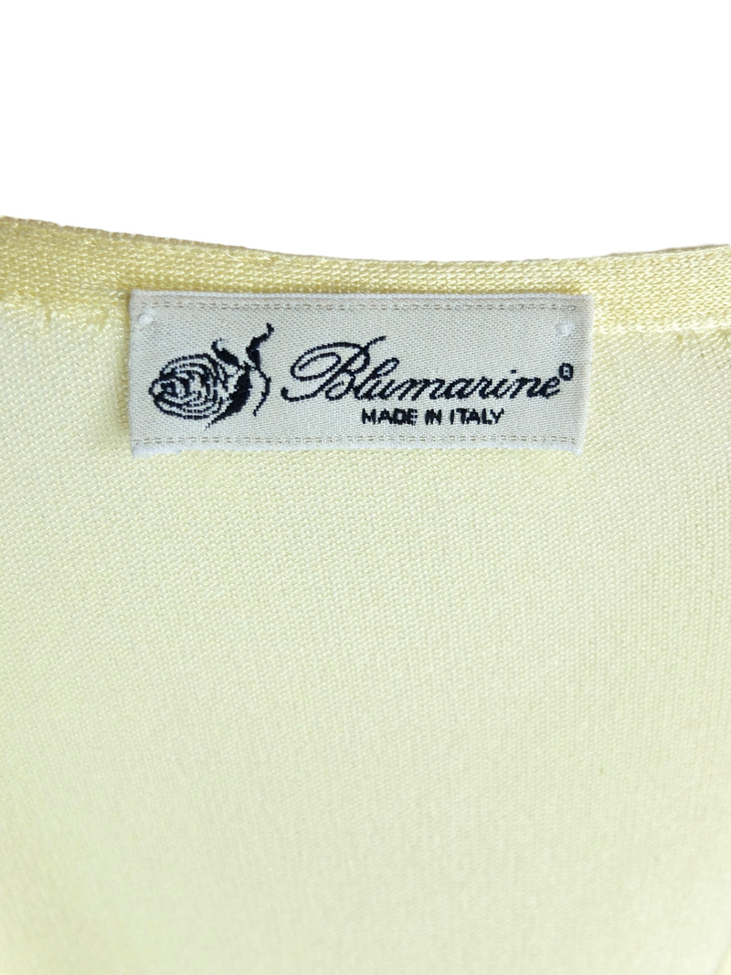 Vintage 2000s Y2K Blumarine Scoop Neck Solid Basic Yellow 3/4 Sleeve Blouse | Size S-M