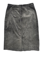 Vintage 2000s Y2K Preppy Soft Grunge Velour Corduroy Midi Skirt With Pleated Detail | Size S