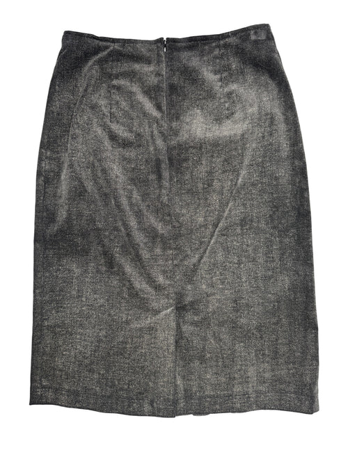 Vintage 2000s Y2K Preppy Soft Grunge Velour Corduroy Midi Skirt With Pleated Detail | Size S
