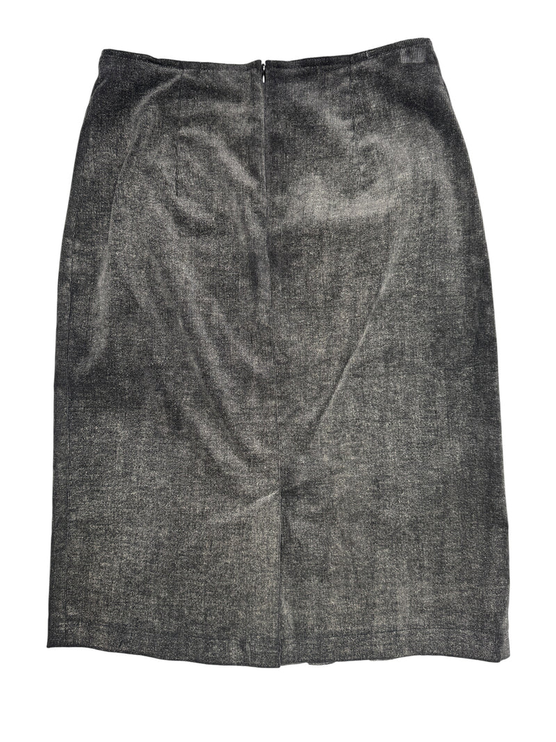 Vintage 2000s Y2K Preppy Soft Grunge Velour Corduroy Midi Skirt With Pleated Detail | Size S