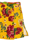 Vintage 2000s Y2K Dolce & Gabbana Bohemian Preppy Low Mid Rise Yellow Floral & Abstract Patterned A-Line Mini Skirt | Size S