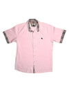 Vintage 2000s Y2K Burberry Preppy Pastel Pink & Plaid Tartan Collared Button Up Short Sleeve Shirt | Size M