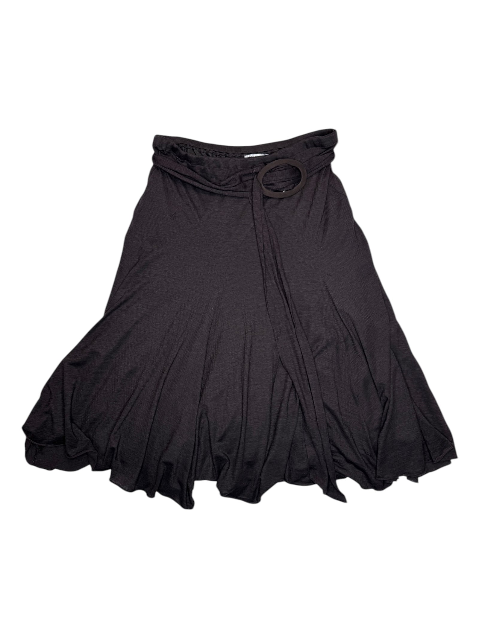 Vintage 2000s MARELLA Low Rise Brown Circle Midi Skirt with Belt & Elasticated Waist | Size M