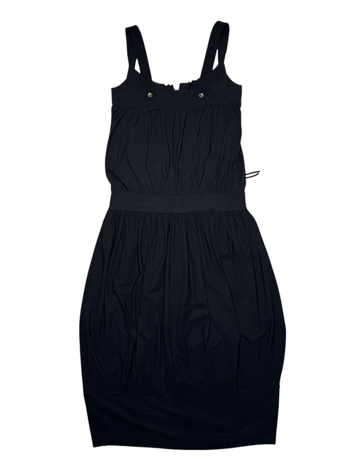 Vintage 2000s MARITHÉ & FRANÇOIS GIRBAUD Subversive Black Midi Dress With Zip & Buckle Detail | Size S-M