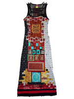 Vintage 2000s SAVE THE QUEEN Abstract Tank Floor Length Mesh Maxi Dress | Size M-L