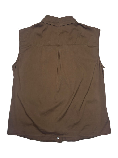 Vintage 2000s JIL SANDER Cotton Brown Sleeveless Button Up Shirt | Size S