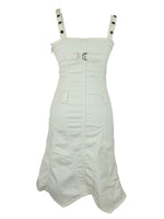 Vintage 2000s Y2K Subversive Soft Grunge White Sleeveless V-Neck Tank Fit & Flare Midi Dress | Size S