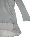 Vintage 2000s Y2K Patrizia Pepe Grey Layered Long Sleeve Silk Scoop Neck Blouse with Attached Cardigan | Size M
