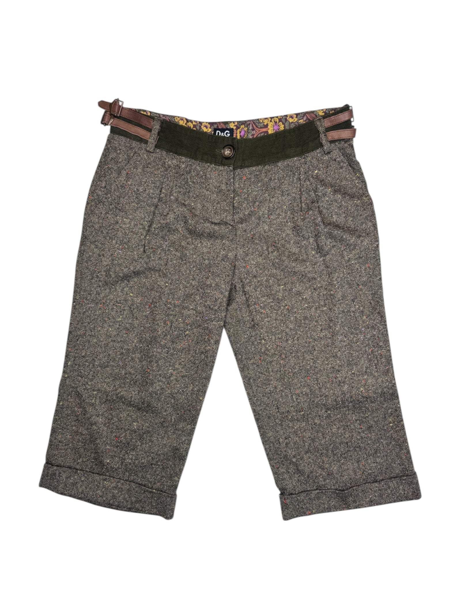 Vintage 2000s DOLCE & GABBANA Wool Blend Mid-Rise Moss Green 3/4 Capri Pants | 30 Inch Waist