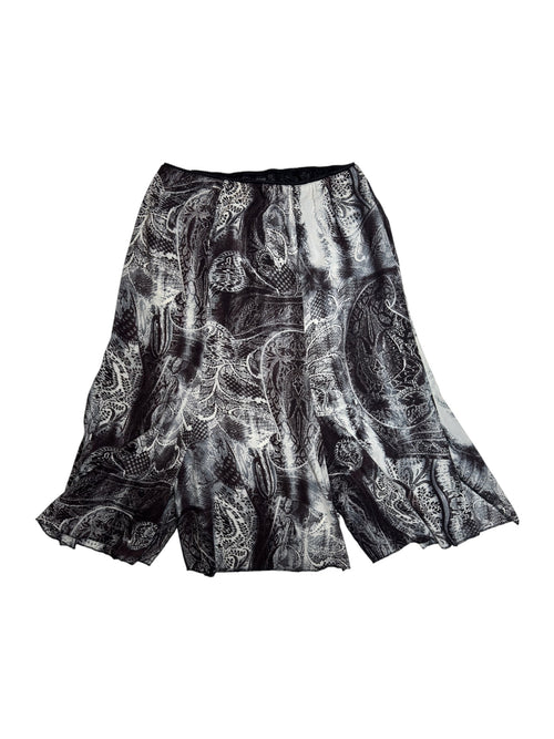 Vintage 2000s Grey Abstract Paisley Print Circle Midi Skirt | Size M