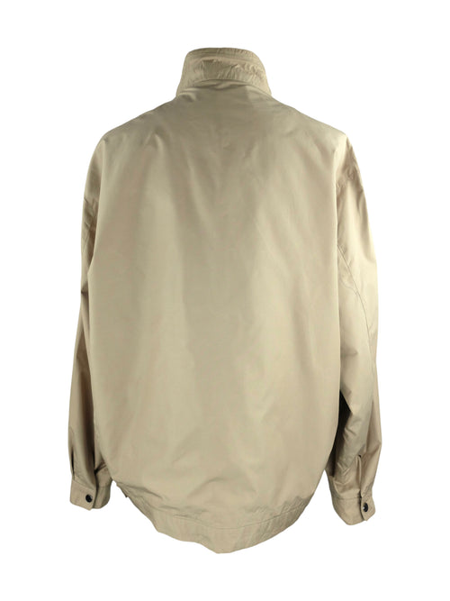 Vintage 90s Y2K Streetwear Utilitarian Tan Beige Solid Basic High Roll Neck Zip Up Jacket