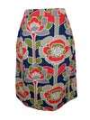Vintage 2000s does 60s Mod Psychedelic Bright Floral Print High Waisted Knee Length Pencil Skirt | 30 Inch Waist