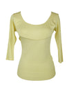 Vintage 2000s Y2K Blumarine Scoop Neck Solid Basic Yellow 3/4 Sleeve Blouse | Size S-M