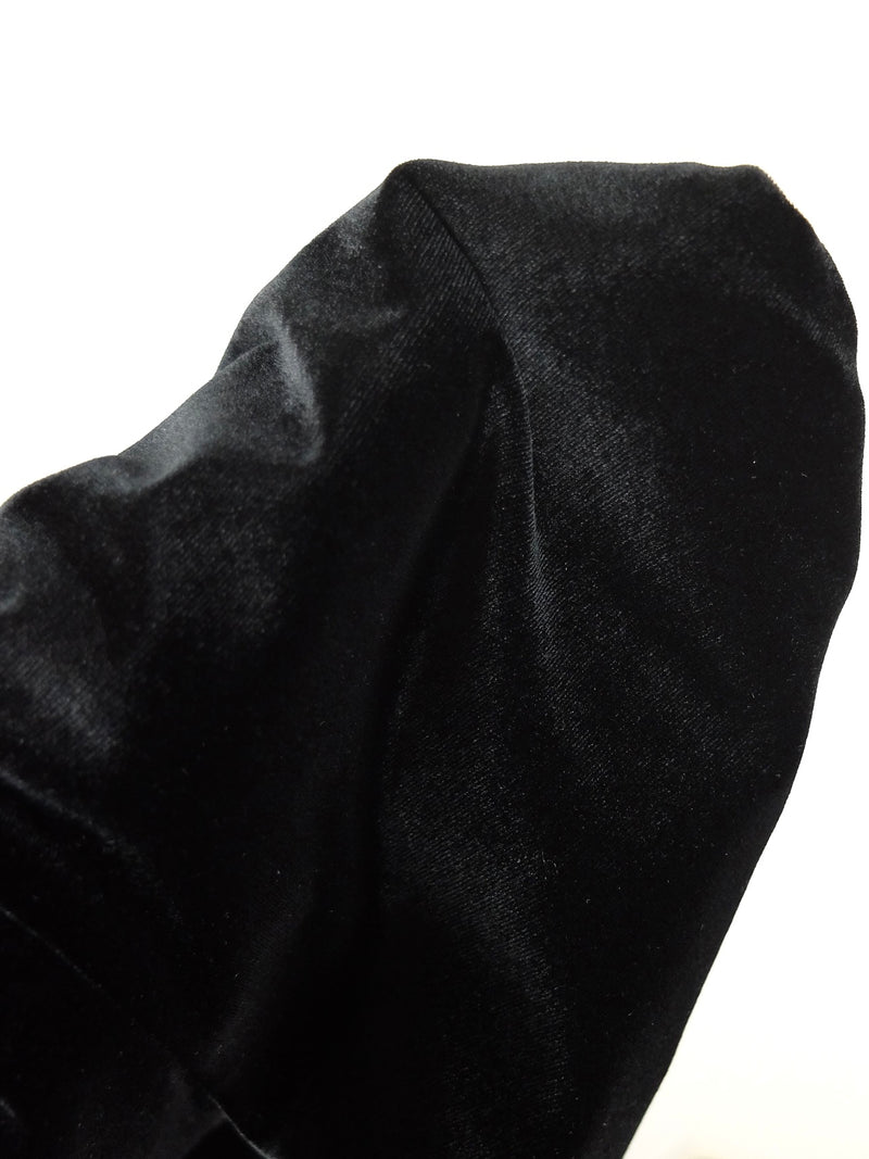 Vintage 2000s Y2K Black Velour Velvet Solid Basic High Waisted Fitted Leggings | 32.5 Inch Waist